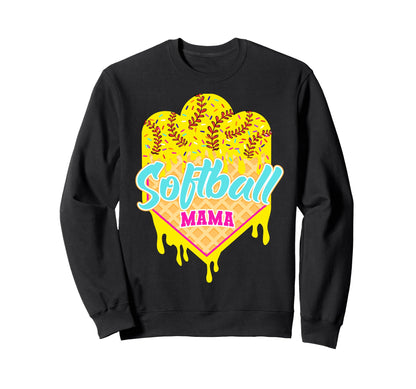 Softball Ice Cream Drip Mom Sweet Sweatshirt - Trendy Graphic for Adults - T-Shirt, Sweatshirt, Hoodie
