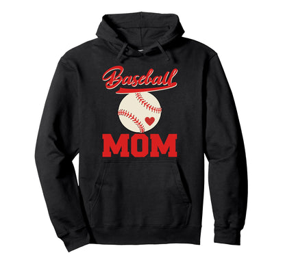 Baseball Mom Baseball Heart Game Hoodie - Fun Novelty Design for Adults - T-Shirt, Sweatshirt, Hoodie