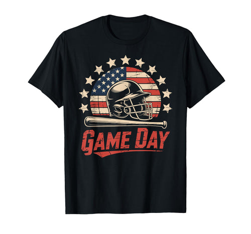 Funny Baseball Dad Game Day Usa Flag T-Shirt - Novelty Apparel for Adults - T-Shirt, Sweatshirt, Hoodie