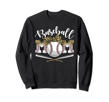 Baseball Mom Leopard Bandana Game Day Sweatshirt - Novelty Apparel Unisex - T-Shirt, Sweatshirt, Hoodie