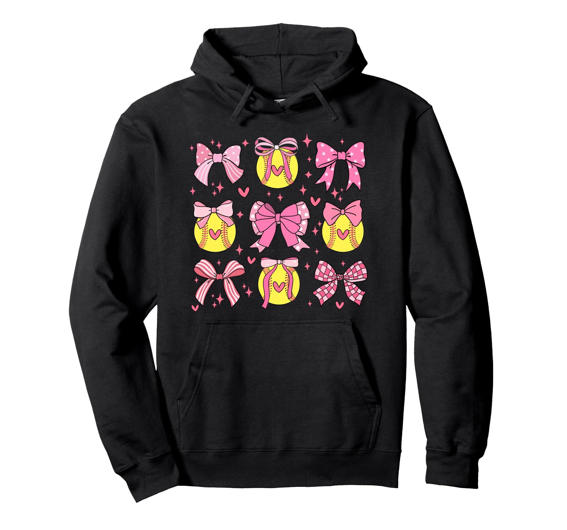 Softball Coquette Bow Softball Hoodie - Casual Everyday Wear Men Women - T-Shirt, Sweatshirt, Hoodie