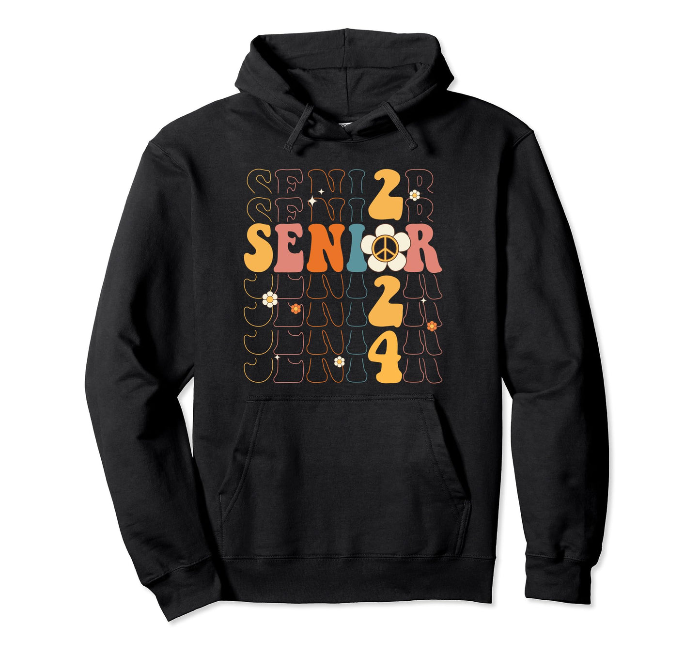 Senior 2024 Class Seniors Hippie Peace Hoodie - Fun Novelty Design Unisex - T-Shirt, Sweatshirt, Hoodie