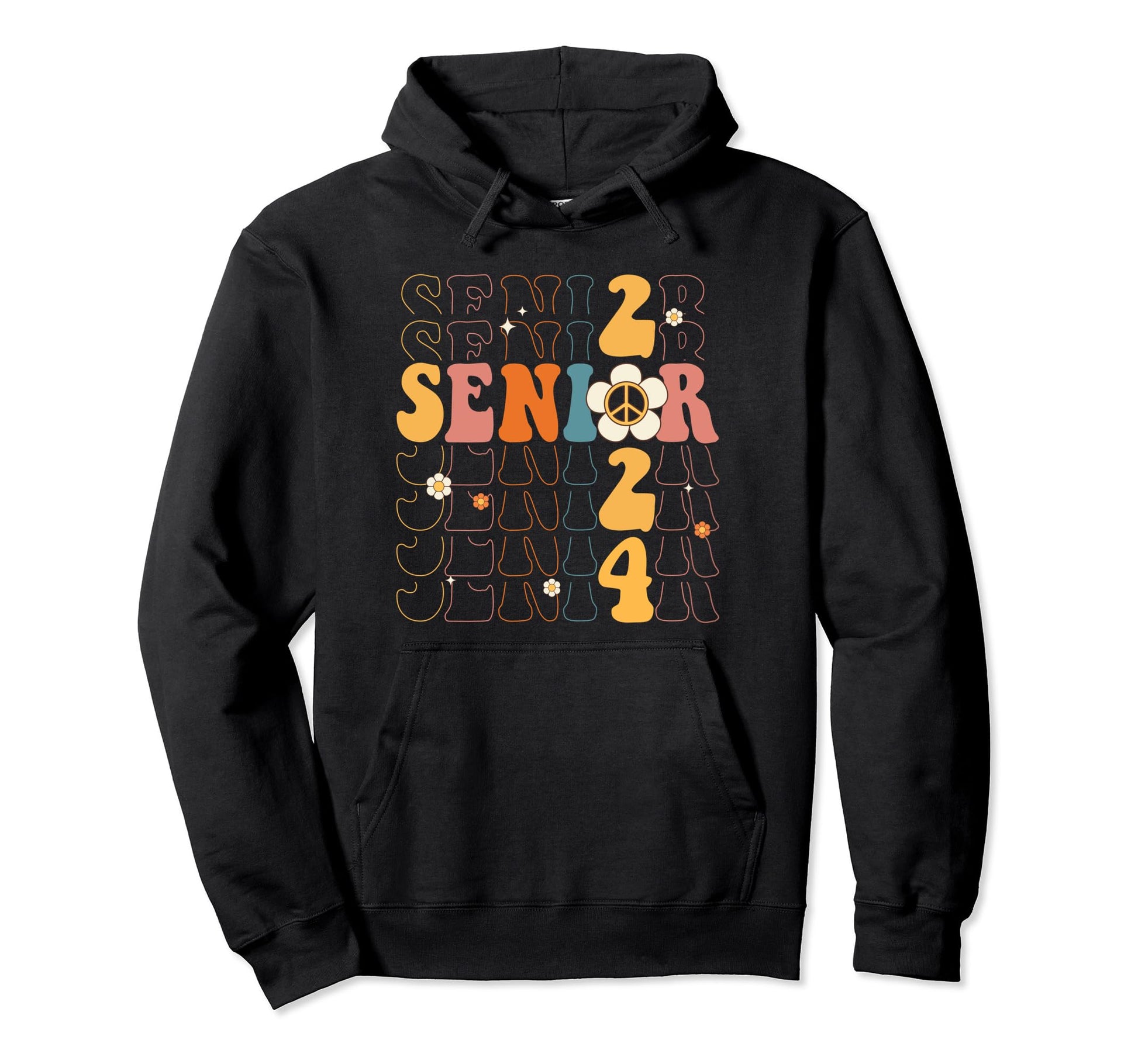 Senior 2024 Class Seniors Hippie Peace Hoodie - Fun Novelty Design Unisex - T-Shirt, Sweatshirt, Hoodie
