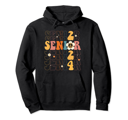 Senior 2024 Class Seniors Hippie Peace Hoodie - Fun Novelty Design Unisex - T-Shirt, Sweatshirt, Hoodie