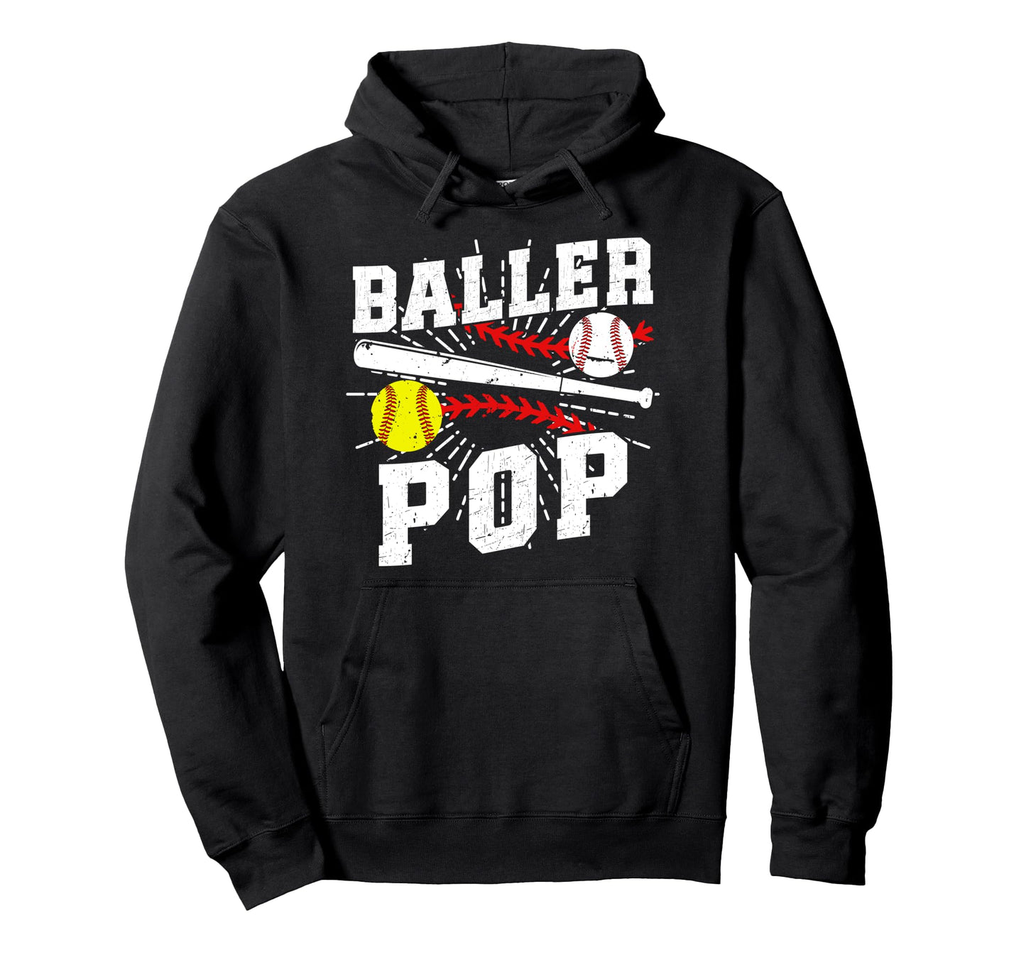 Baller Pop Proud Softball Baseball Hoodie - Minimalist Print for Adults - T-Shirt, Sweatshirt, Hoodie