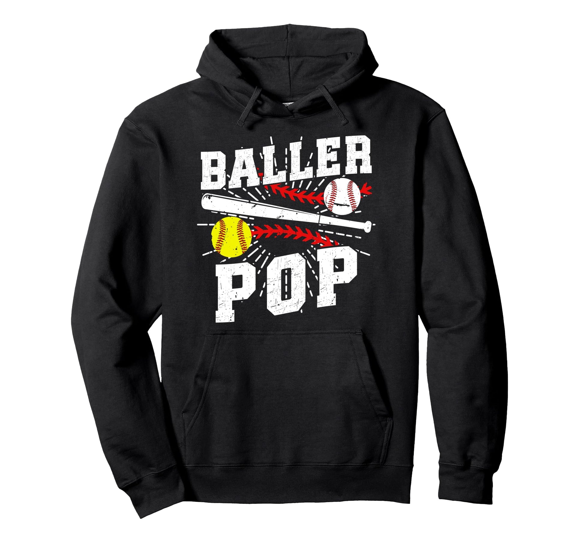 Baller Pop Proud Softball Baseball Hoodie - Minimalist Print for Adults - T-Shirt, Sweatshirt, Hoodie
