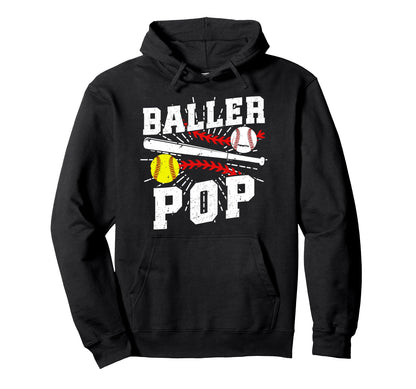 Baller Pop Proud Softball Baseball Hoodie - Minimalist Print for Adults - T-Shirt, Sweatshirt, Hoodie