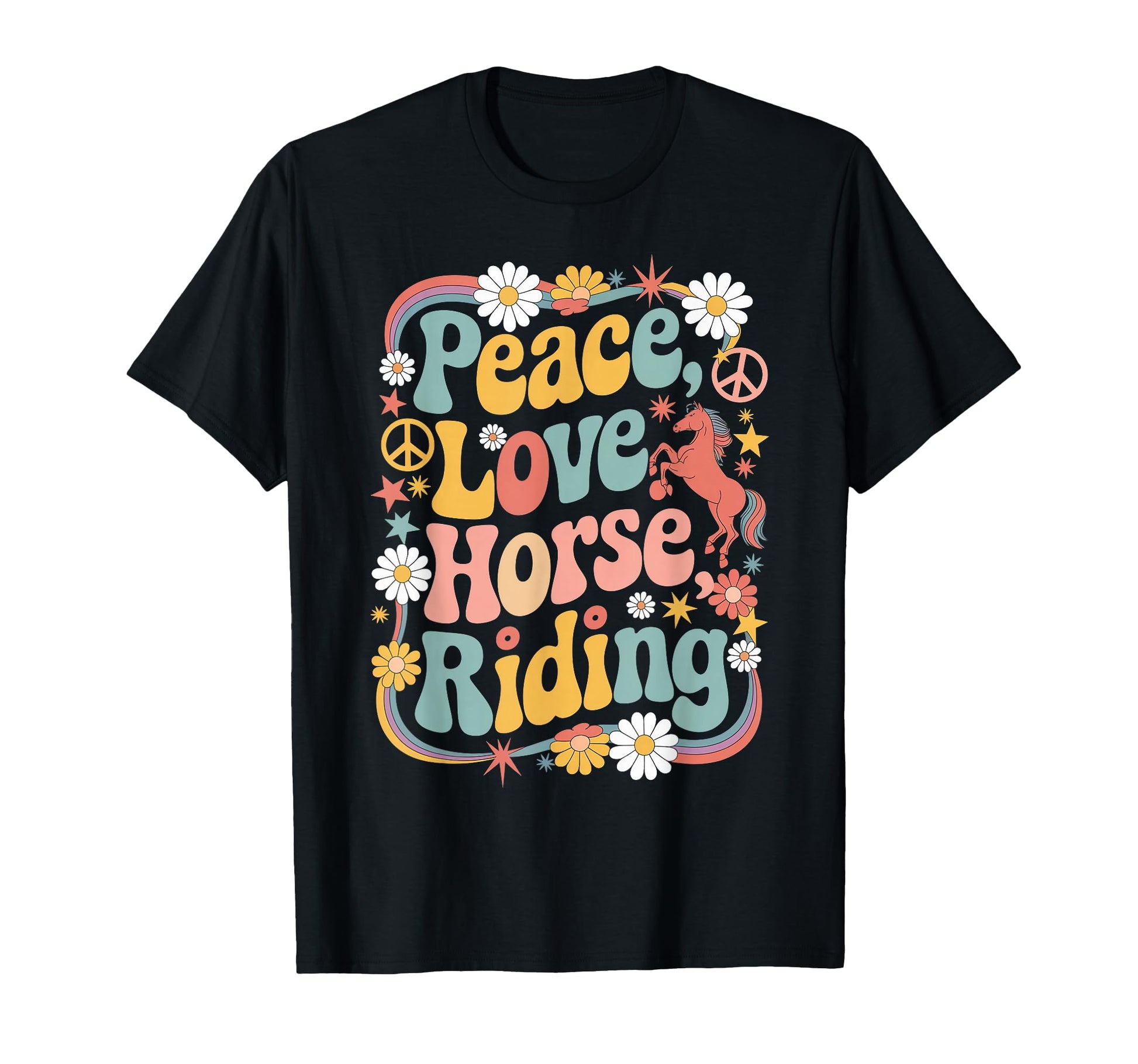 Equestrian 60S 70S Hippie Peace Love T-Shirt - Minimalist Print Unisex - T-Shirt, Sweatshirt, Hoodie