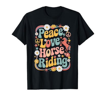 Equestrian 60S 70S Hippie Peace Love T-Shirt - Minimalist Print Unisex - T-Shirt, Sweatshirt, Hoodie