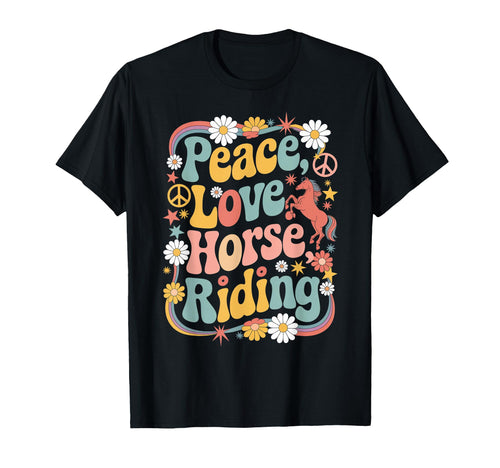 Equestrian 60S 70S Hippie Peace Love T-Shirt - Minimalist Print Unisex - T-Shirt, Sweatshirt, Hoodie