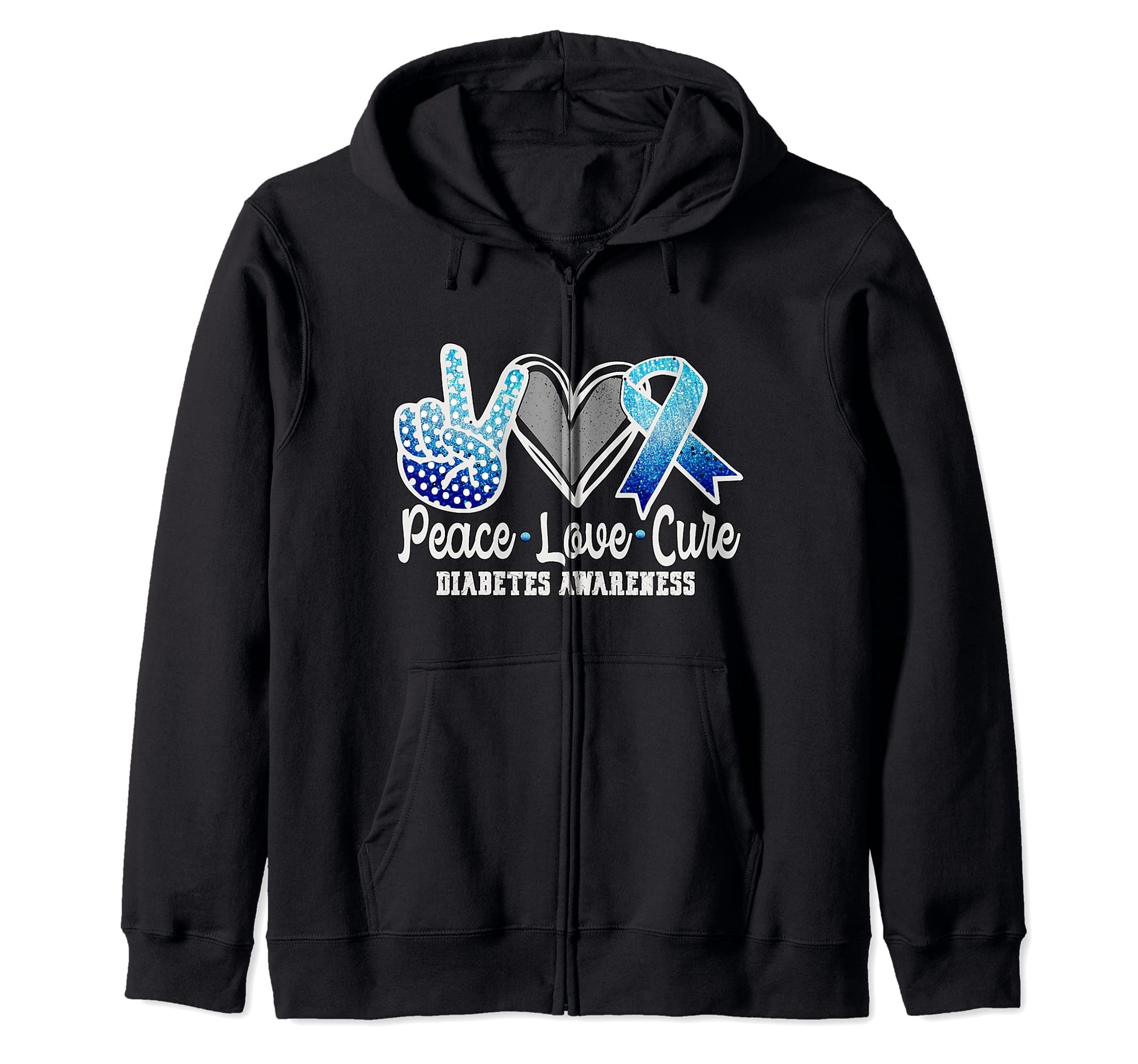 Peace Love Cure Ribbon Diabetes Sweatshirt - Minimalist Print Unisex - T-Shirt, Sweatshirt, Hoodie