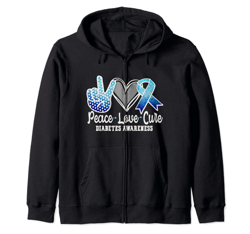 Peace Love Cure Ribbon Diabetes Sweatshirt - Minimalist Print Unisex - T-Shirt, Sweatshirt, Hoodie