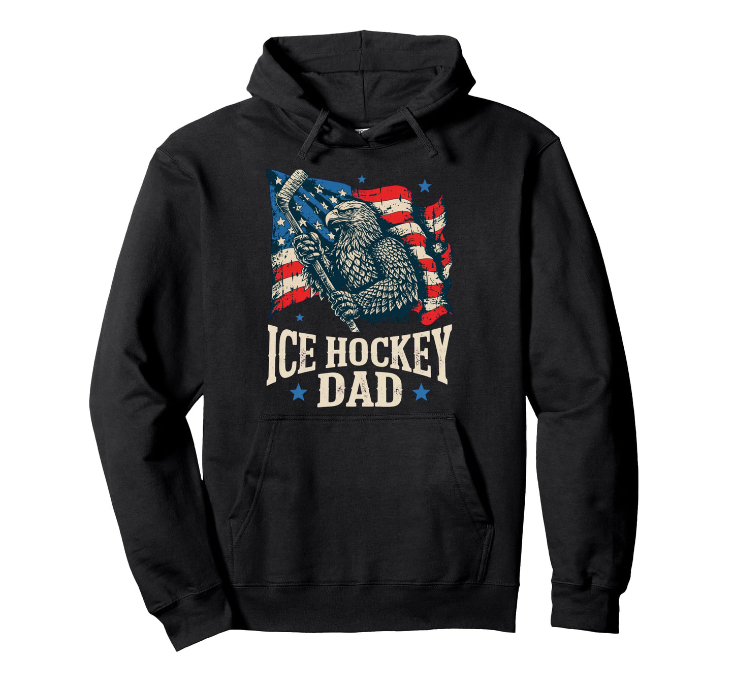 Ice Hockey American Flag Ice Hockey Dad Hoodie - Trendy Graphic Men Women - T-Shirt, Sweatshirt, Hoodie