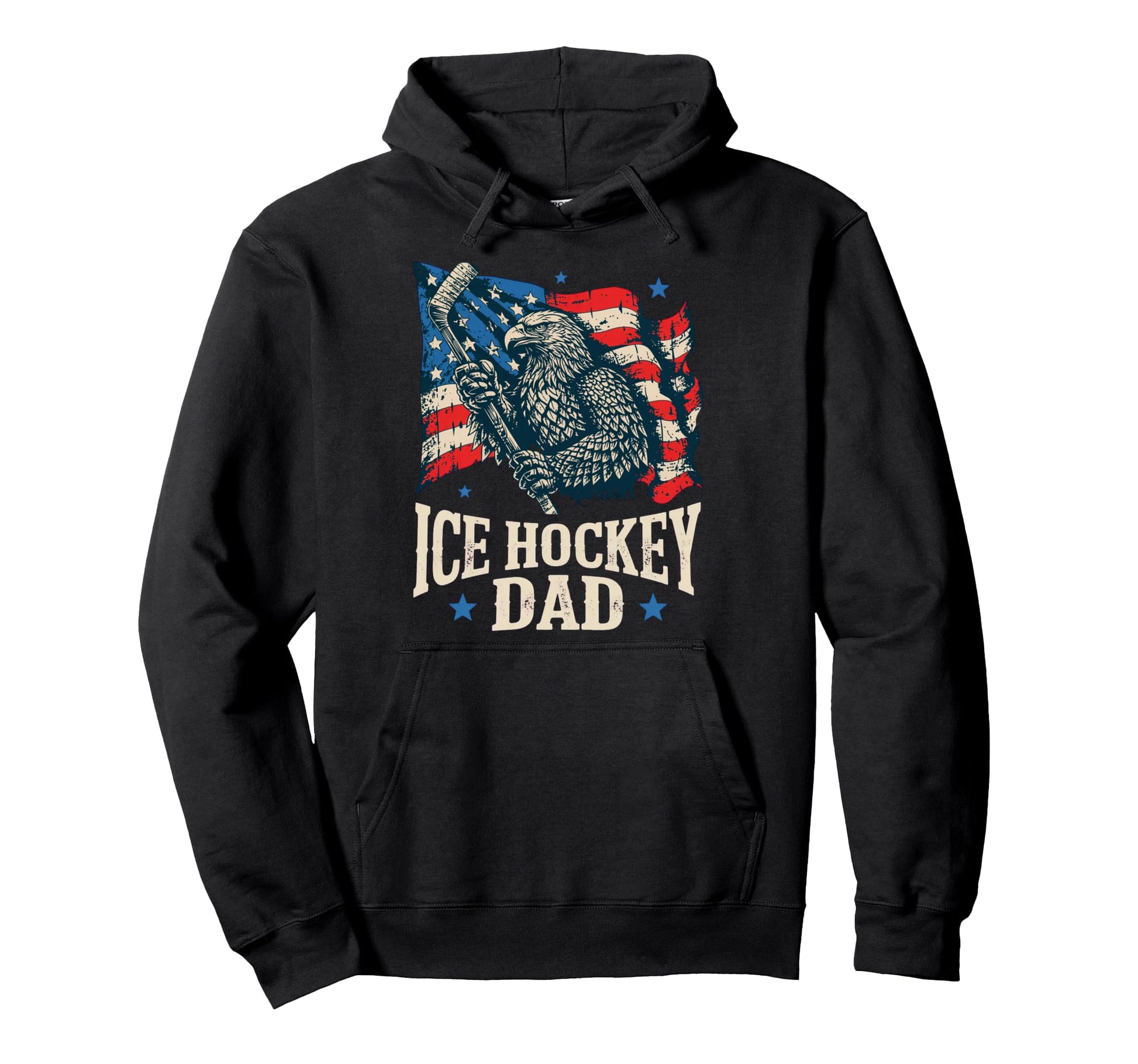Ice Hockey American Flag Ice Hockey Dad Hoodie - Trendy Graphic Men Women - T-Shirt, Sweatshirt, Hoodie
