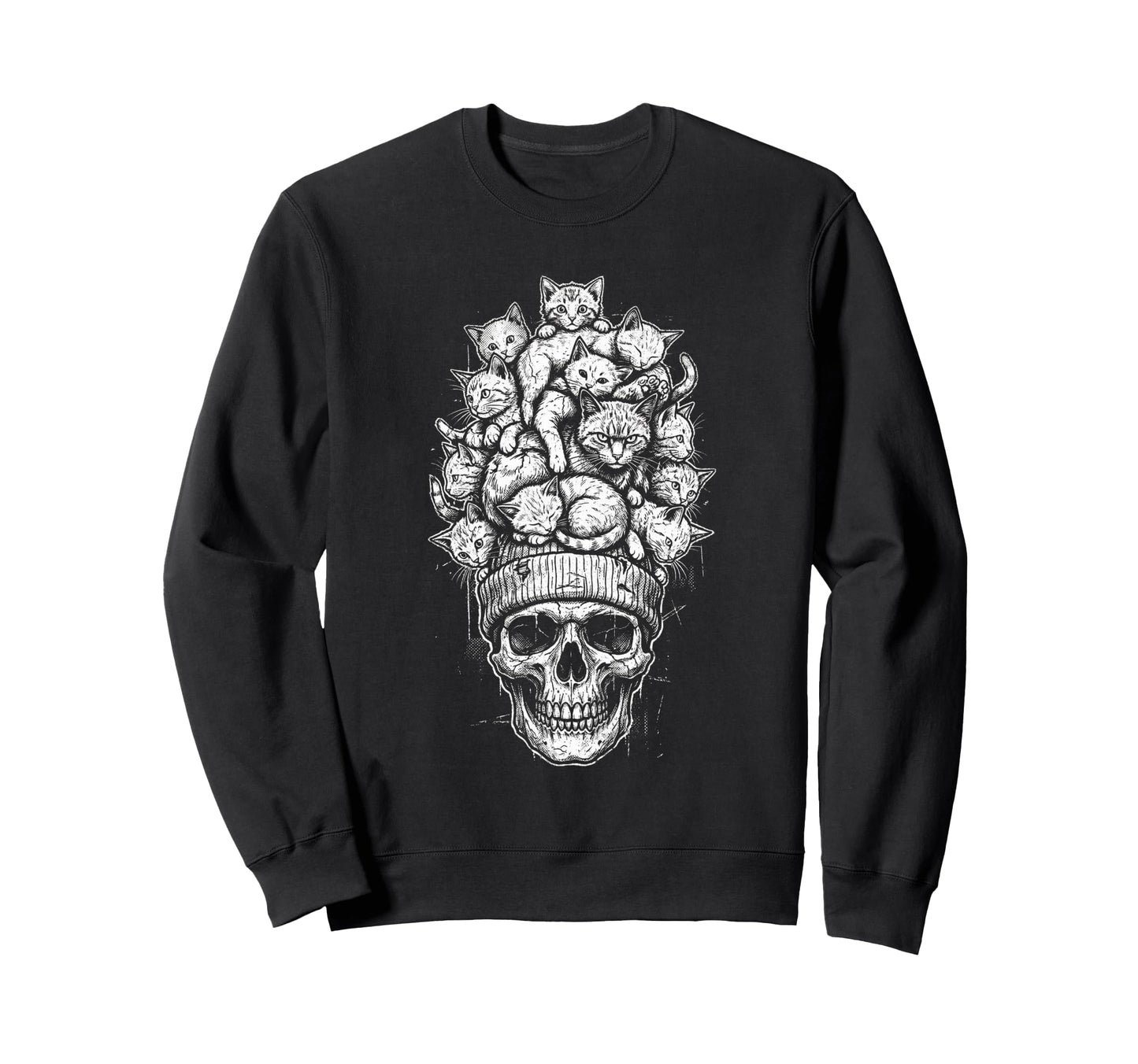 Skull Cat Skeleton Kitty Kitten Gothic Sweatshirt - Trendy Graphic Unisex - T-Shirt, Sweatshirt, Hoodie