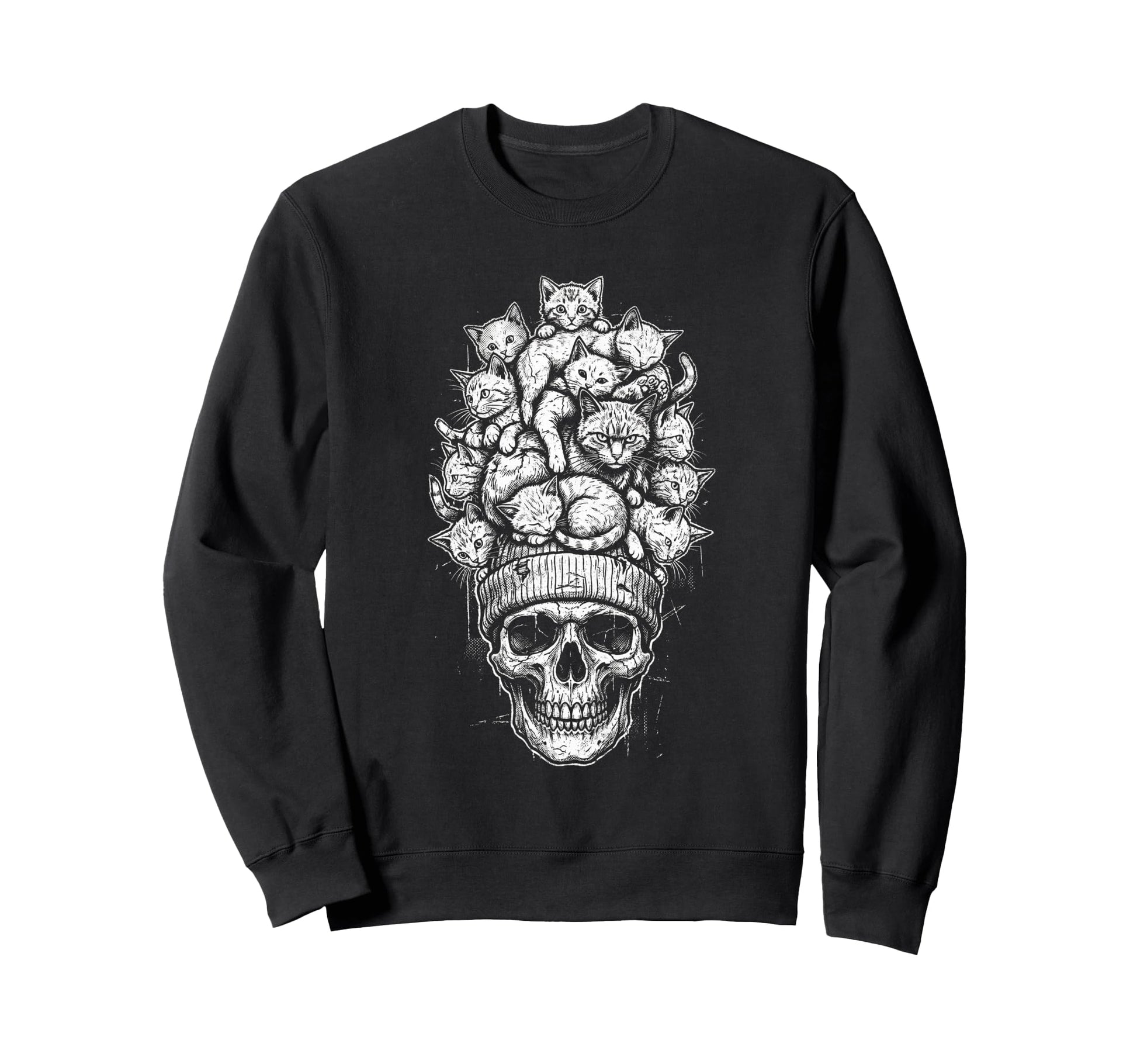 Skull Cat Skeleton Kitty Kitten Gothic Sweatshirt - Trendy Graphic Unisex - T-Shirt, Sweatshirt, Hoodie