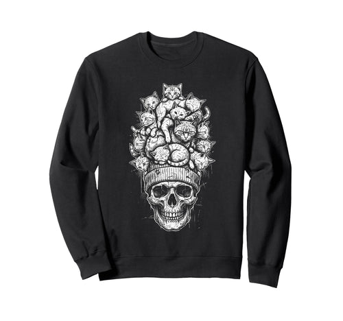 Skull Cat Skeleton Kitty Kitten Gothic Sweatshirt - Trendy Graphic Unisex - T-Shirt, Sweatshirt, Hoodie
