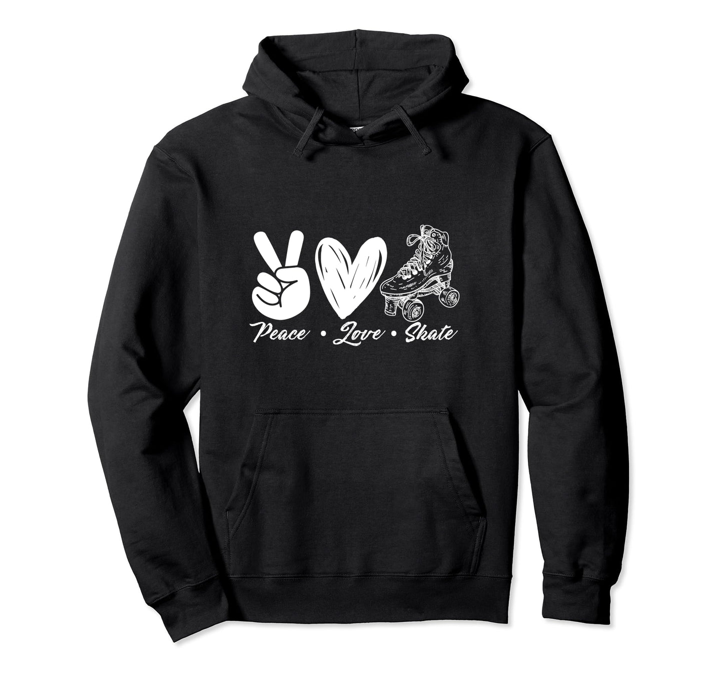 Peace Love Skate Roller Skating Peace Love Hoodie - Unique Graphic Unisex - T-Shirt, Sweatshirt, Hoodie