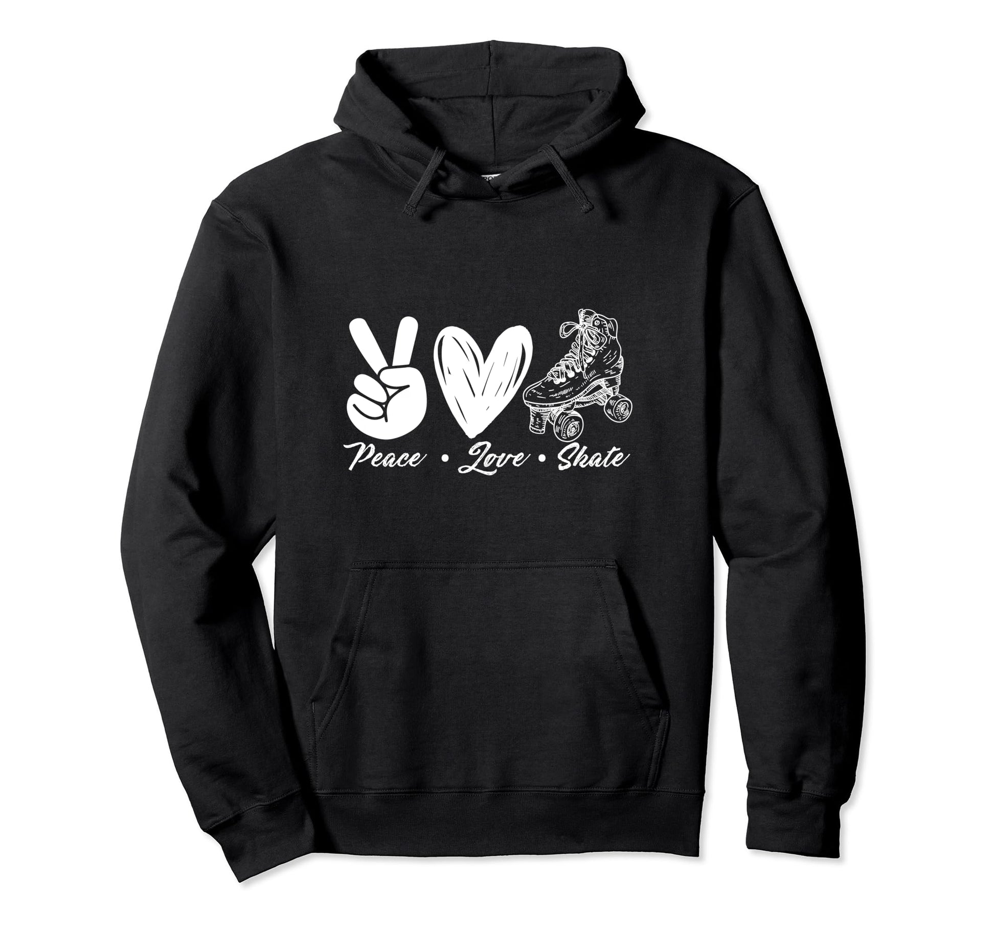 Peace Love Skate Roller Skating Peace Love Hoodie - Unique Graphic Unisex - T-Shirt, Sweatshirt, Hoodie