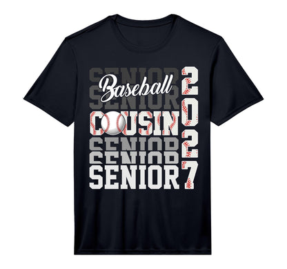 Senior 2027 Baseball Cousin Proud T-Shirt - Graphic Print for Adults - T-Shirt, Sweatshirt, Hoodie