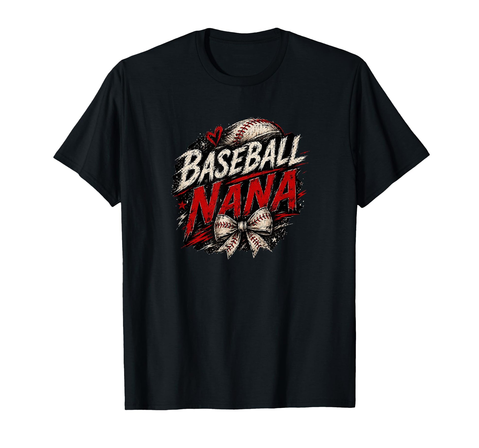 Baseball Nana Red Black T-Shirt - Fun Novelty Design for Adults - T-Shirt, Sweatshirt, Hoodie