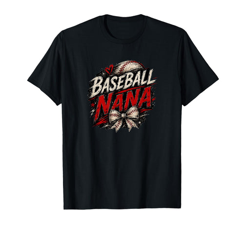 Baseball Nana Red Black T-Shirt - Fun Novelty Design for Adults - T-Shirt, Sweatshirt, Hoodie