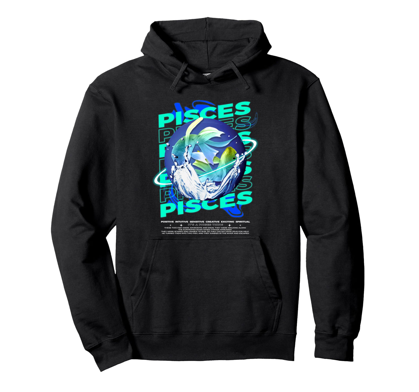 Pisces Fish Zodiac Aesthetic Edgy Hoodie - Graphic Print for Adults - T-Shirt, Sweatshirt, Hoodie