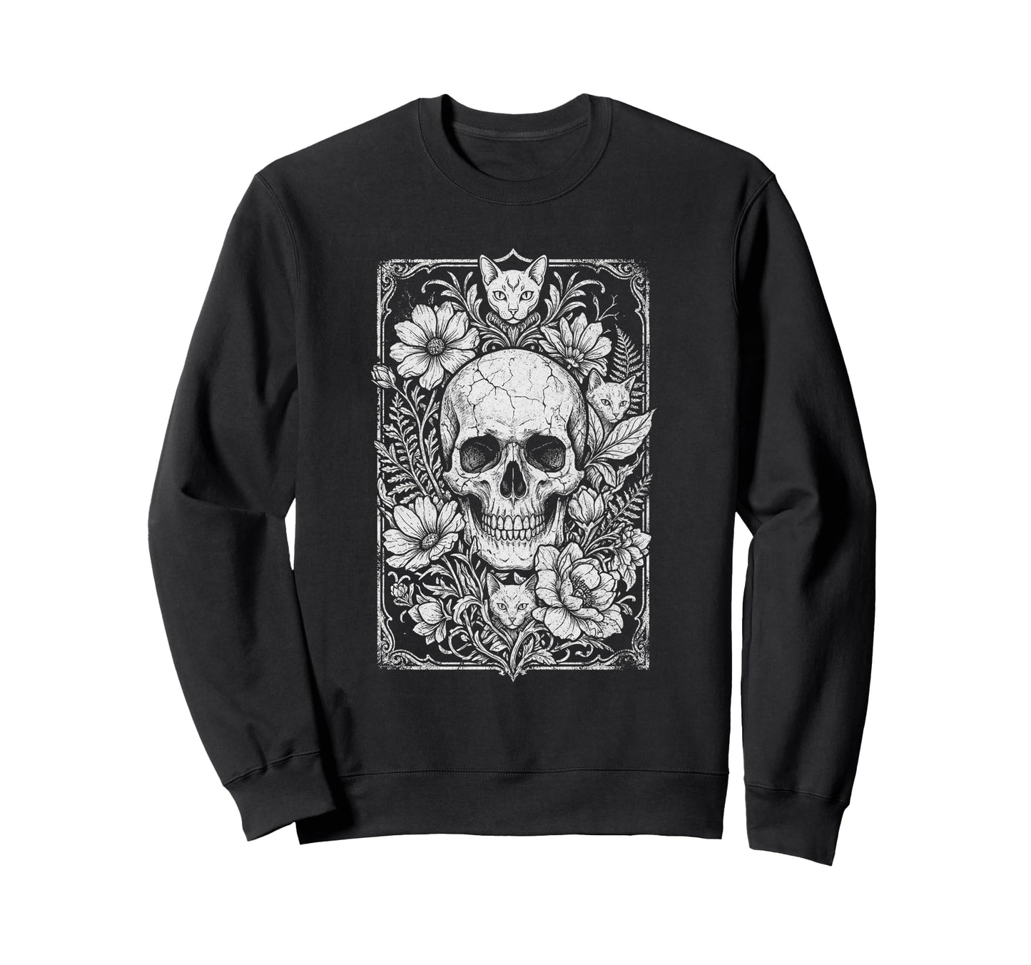 Skull Cat Skeleton Kitty Kitten Sweatshirt - Fun Novelty Design for Adults - T-Shirt, Sweatshirt, Hoodie