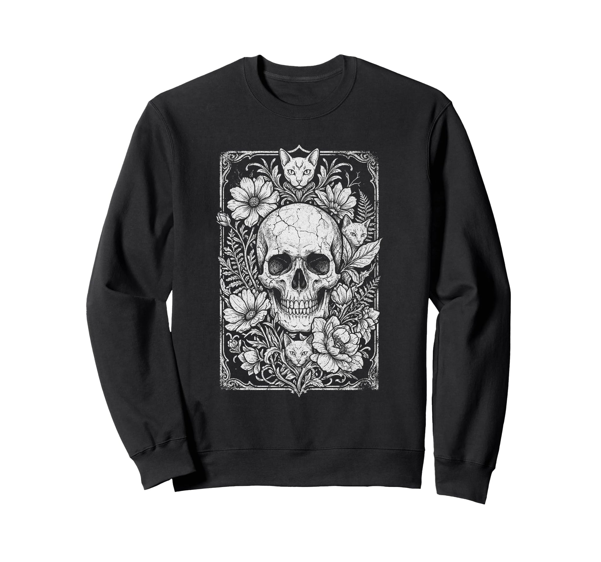 Skull Cat Skeleton Kitty Kitten Sweatshirt - Fun Novelty Design for Adults - T-Shirt, Sweatshirt, Hoodie