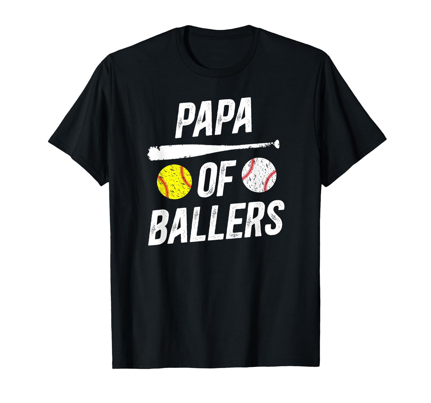 Papa Ballers Softball Baseball Papa Grandpa T-Shirt - Unique Graphic Unisex - T-Shirt, Sweatshirt, Hoodie