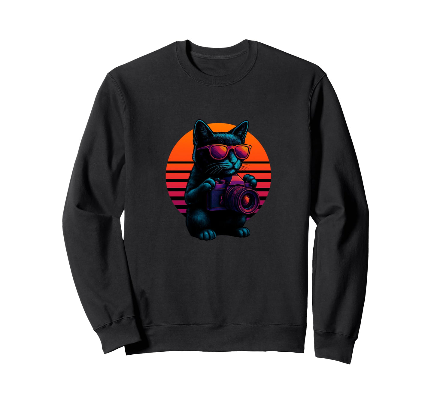 Cat Camera Lens Photography Sweatshirt - Unique Graphic Men Women - T-Shirt, Sweatshirt, Hoodie