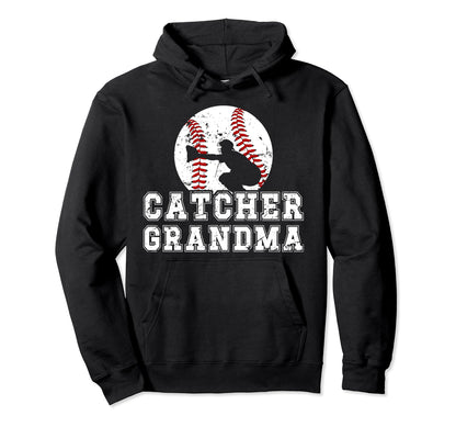 Baseball Catcher Grandma Baseball Hoodie - Unique Graphic Men Women - T-Shirt, Sweatshirt, Hoodie