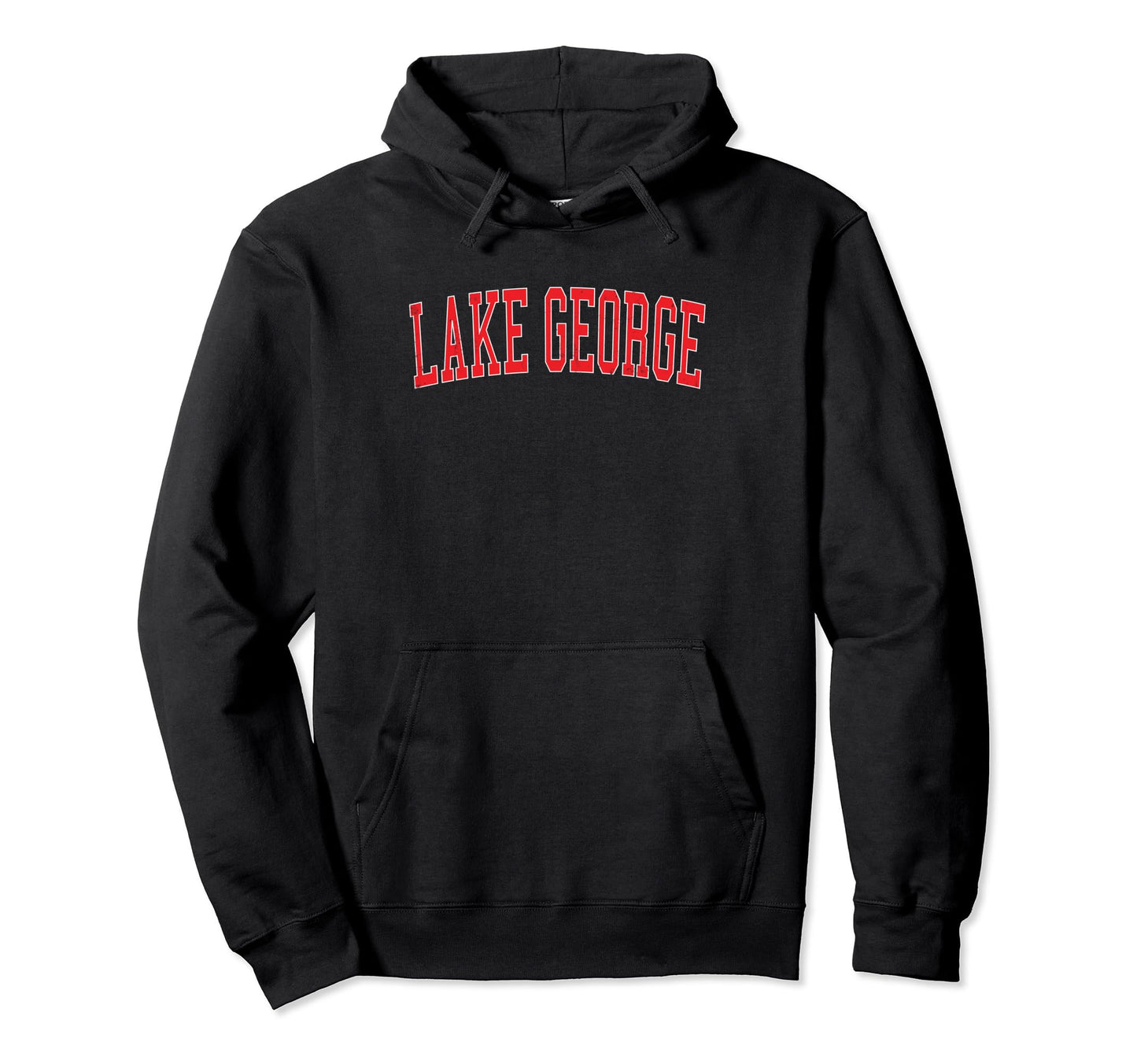 Lake George Distressed Red Varsity Hoodie - Graphic Print Unisex - T-Shirt, Sweatshirt, Hoodie