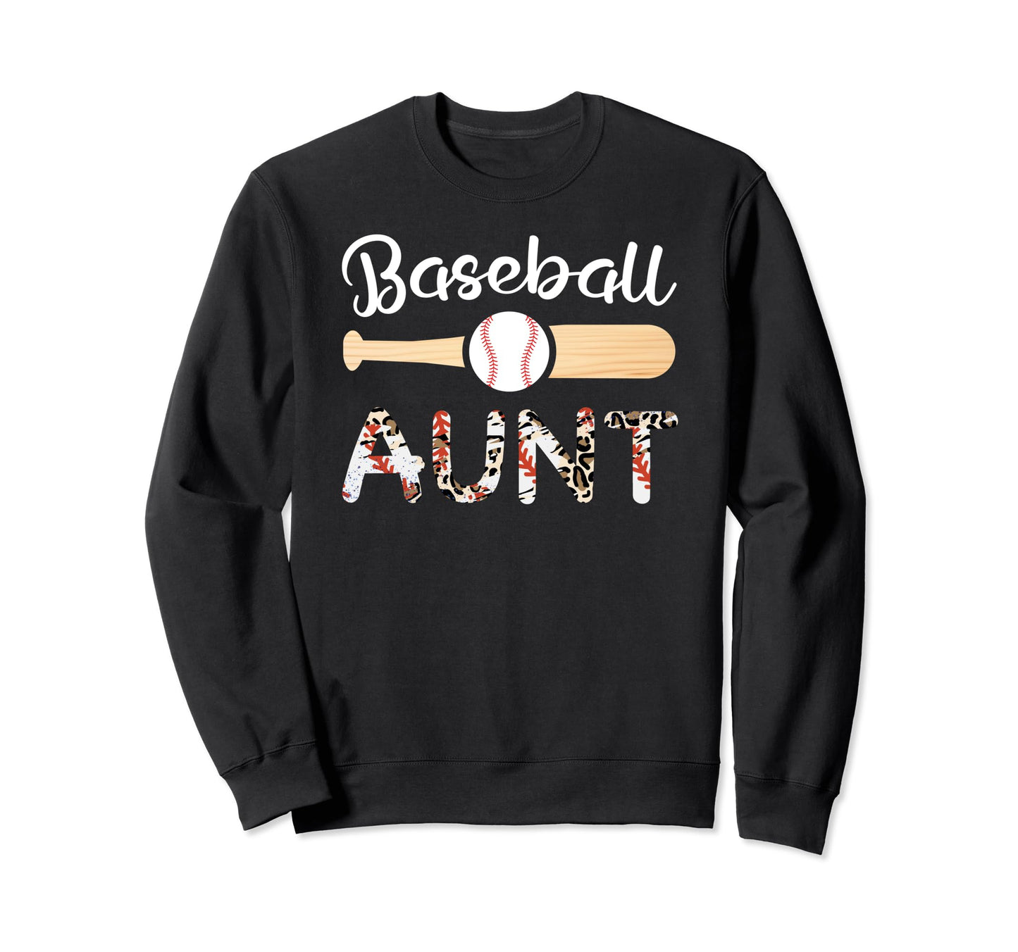 Baseball Aunt Funny Leopard Baseball Sweatshirt - Unique Graphic Men Women - T-Shirt, Sweatshirt, Hoodie