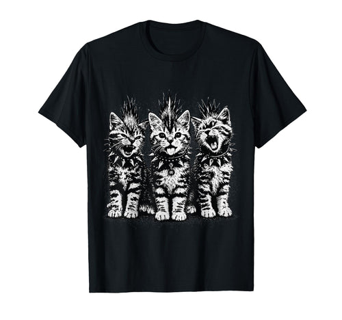 Womens Punk Rock Kittens Heavy T-Shirt - Fun Novelty Design for Adults - T-Shirt, Sweatshirt, Hoodie