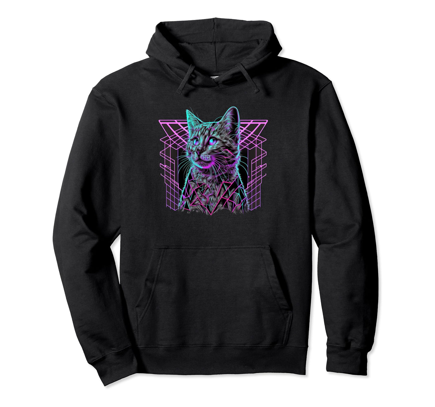 Vaporwave Aesthetic Cat Hoodie - Graphic Print Unisex - T-Shirt, Sweatshirt, Hoodie