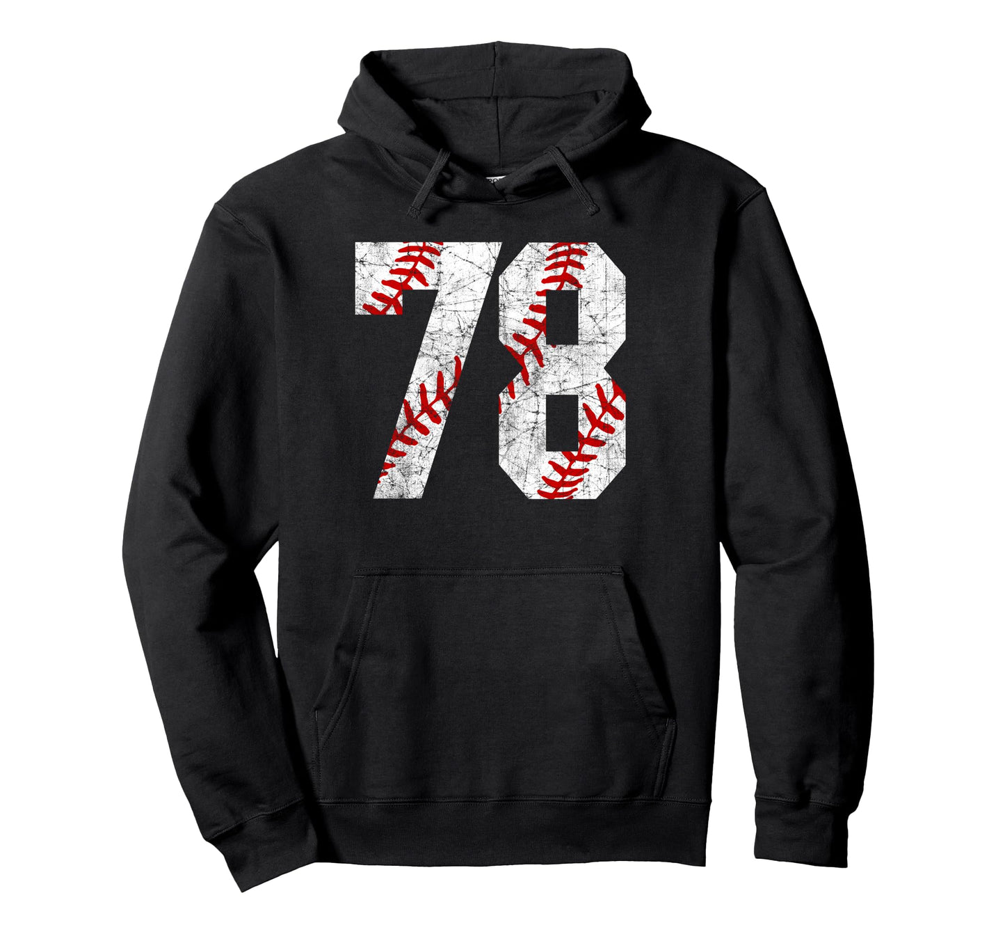 Distressed Baseball Number 78 Jersey Hoodie - Casual Everyday Wear Unisex - T-Shirt, Sweatshirt, Hoodie