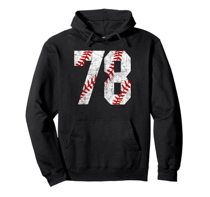 Distressed Baseball Number 78 Jersey Hoodie - Casual Everyday Wear Unisex - T-Shirt, Sweatshirt, Hoodie