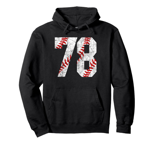 Distressed Baseball Number 78 Jersey Hoodie - Casual Everyday Wear Unisex - T-Shirt, Sweatshirt, Hoodie