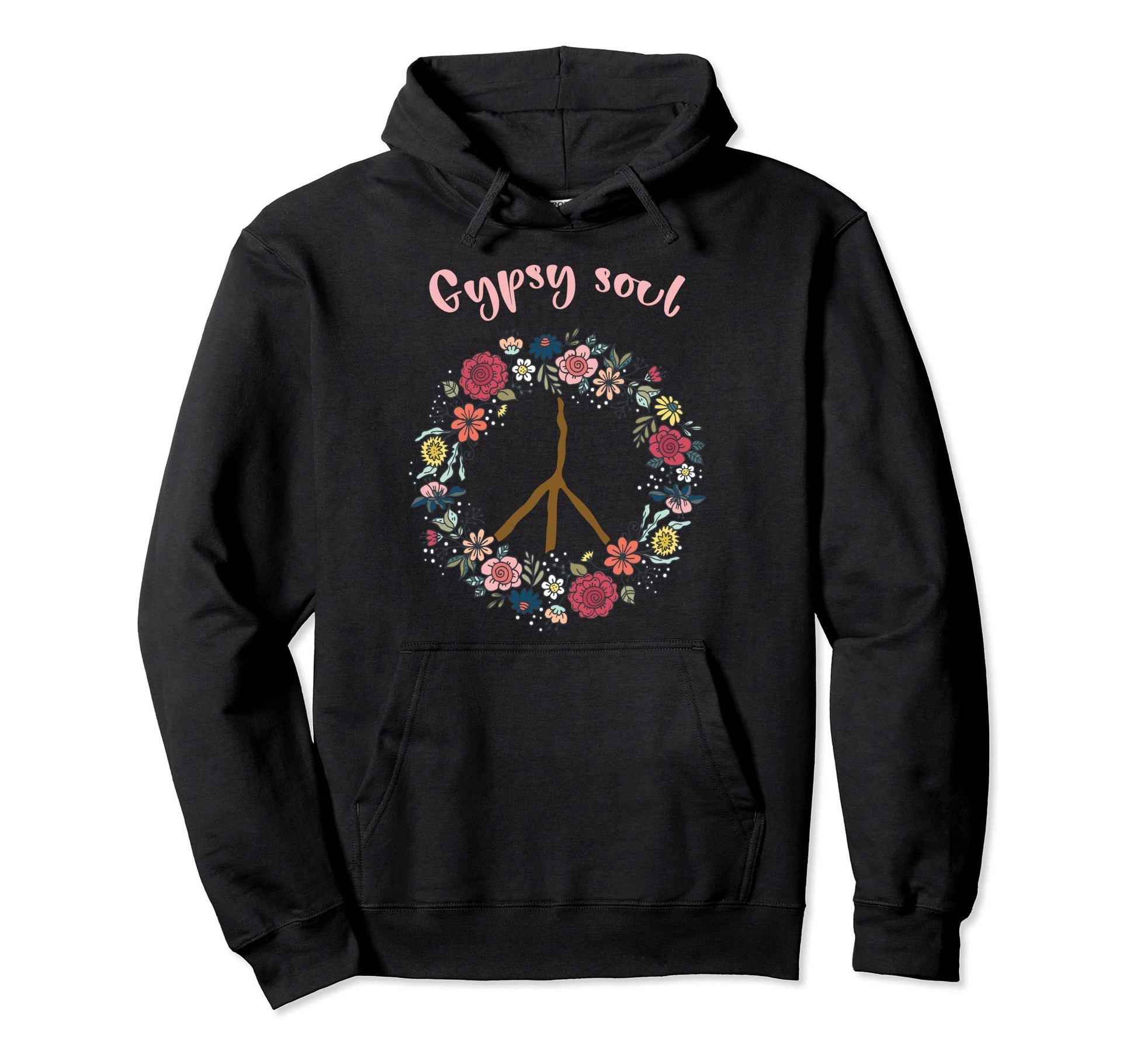 Boho Floral Daisy Peace Sign Gypsy Soul Hoodie - Novelty Apparel for Adults - T-Shirt, Sweatshirt, Hoodie
