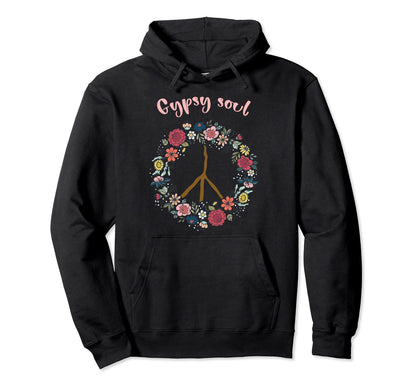 Boho Floral Daisy Peace Sign Gypsy Soul Hoodie - Novelty Apparel for Adults - T-Shirt, Sweatshirt, Hoodie