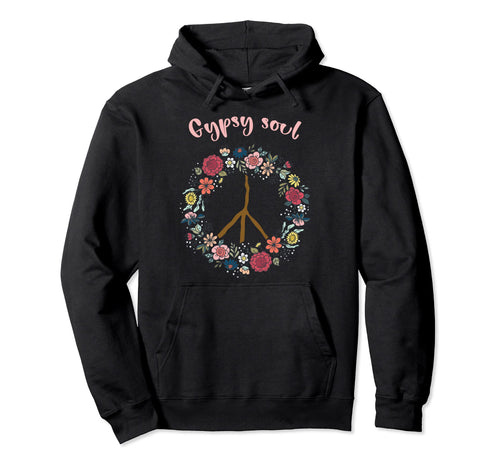 Boho Floral Daisy Peace Sign Gypsy Soul Hoodie - Novelty Apparel for Adults - T-Shirt, Sweatshirt, Hoodie