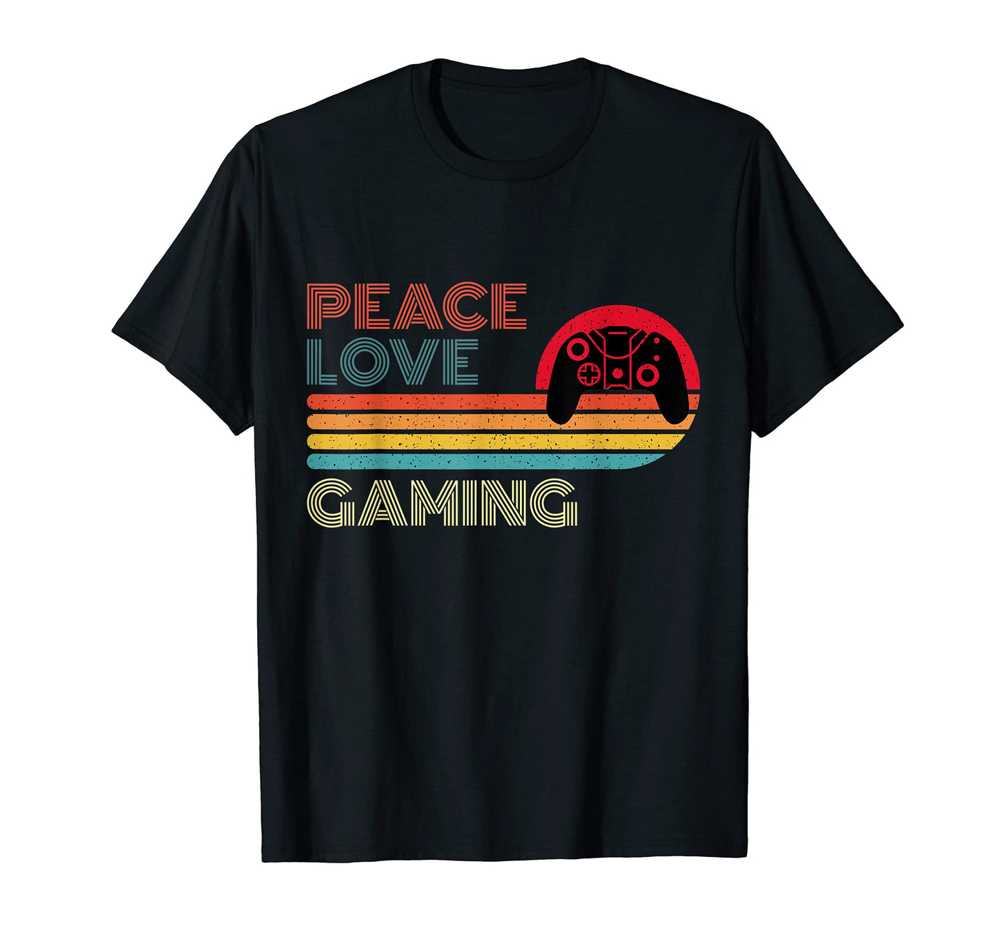 Peace Love Gaming Striped Sunset T-Shirt - Fun Novelty Design Men Women - T-Shirt, Sweatshirt, Hoodie