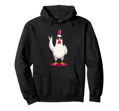 Chicken Funny Animal Cartoon Rock And Hoodie - Unique Graphic Men Women - T-Shirt, Sweatshirt, Hoodie