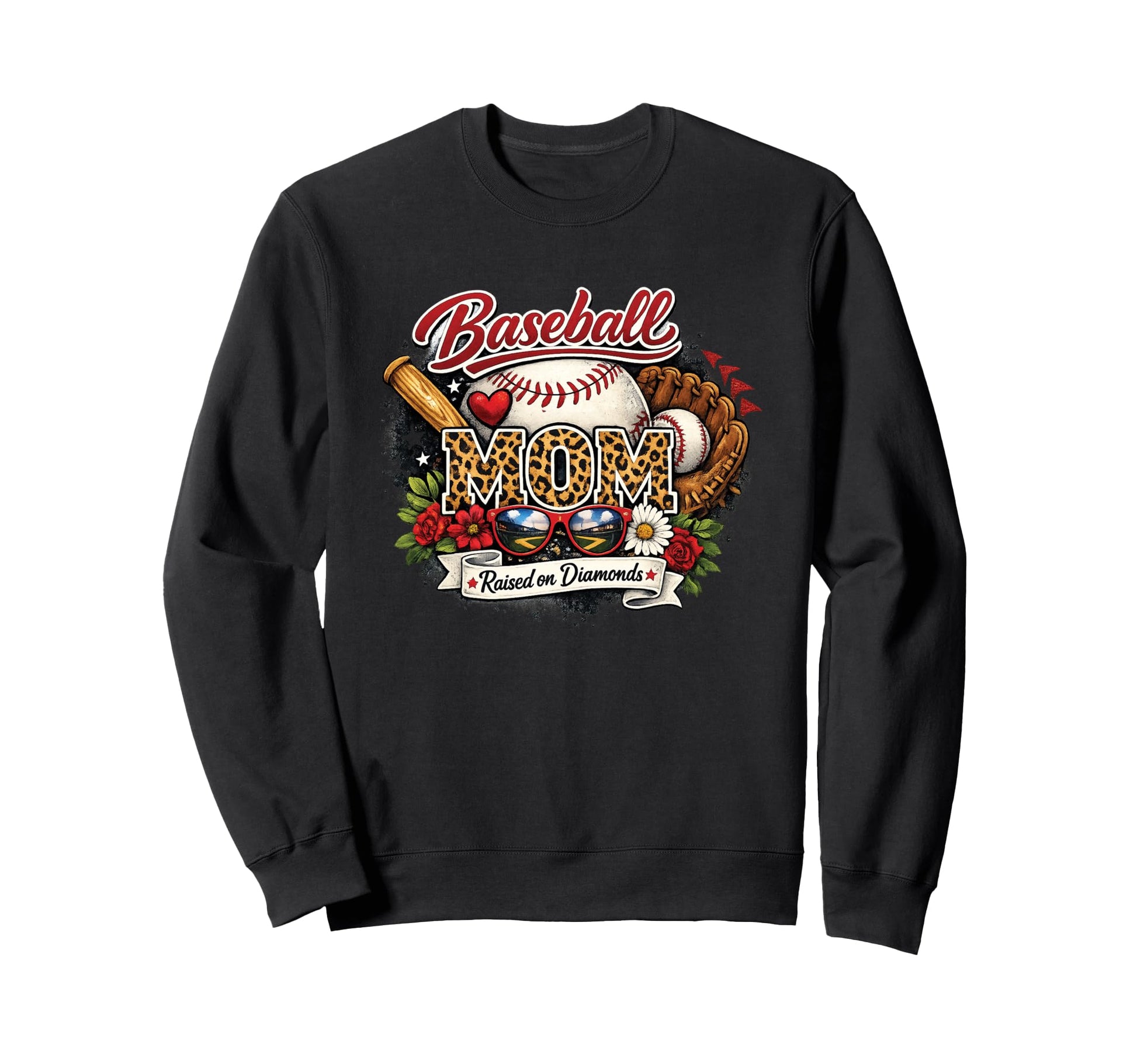 Grunge Baseball Mom Raised Sweatshirt - Streetwear Style for Adults - T-Shirt, Sweatshirt, Hoodie