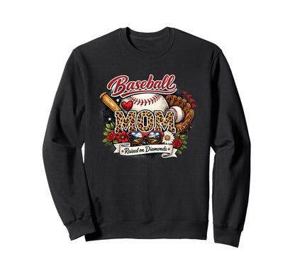 Grunge Baseball Mom Raised Sweatshirt - Streetwear Style for Adults - T-Shirt, Sweatshirt, Hoodie