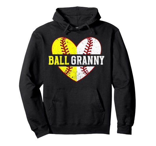 Ball Granny Heart Baseball Softball Hoodie - Streetwear Style for Adults - T-Shirt, Sweatshirt, Hoodie