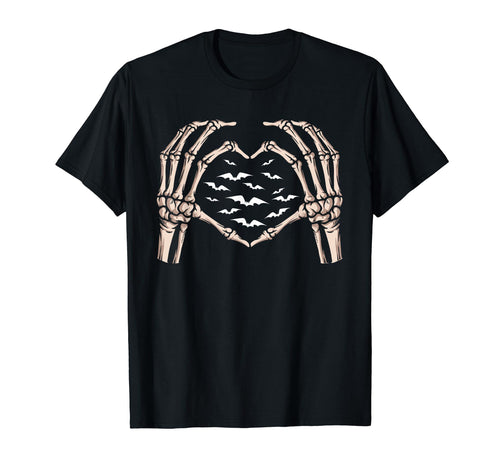 Skull Finger Heart Sign Goth Spooky Alt T-Shirt - Graphic Print Men Women - T-Shirt, Sweatshirt, Hoodie