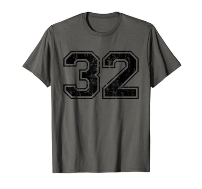 Number 32 Varsity Distressed Sport T-Shirt - Casual Everyday Wear Unisex - T-Shirt, Sweatshirt, Hoodie