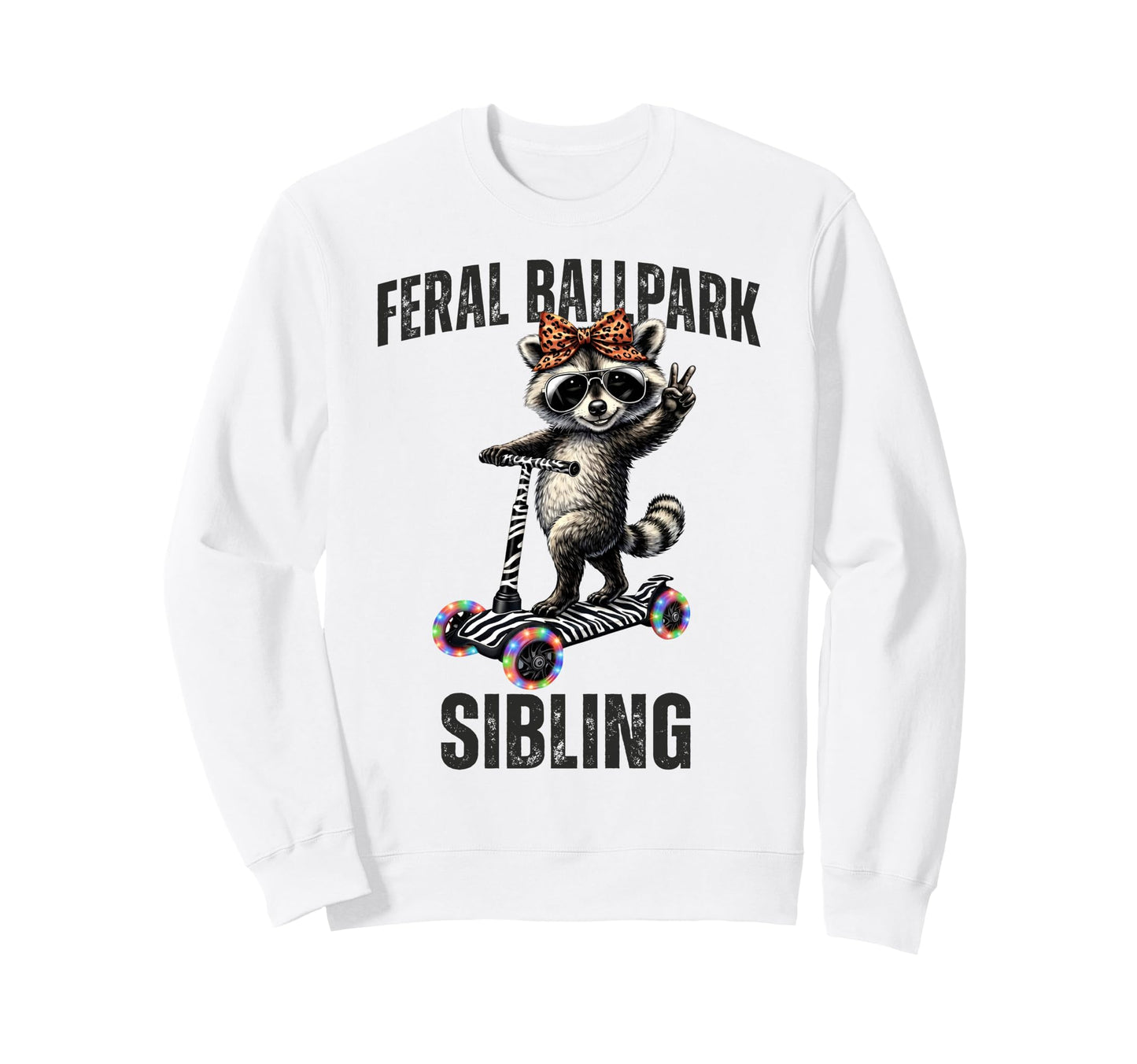 Raccoon And Scooter Feral Sweatshirt - Minimalist Print for Adults - T-Shirt, Sweatshirt, Hoodie